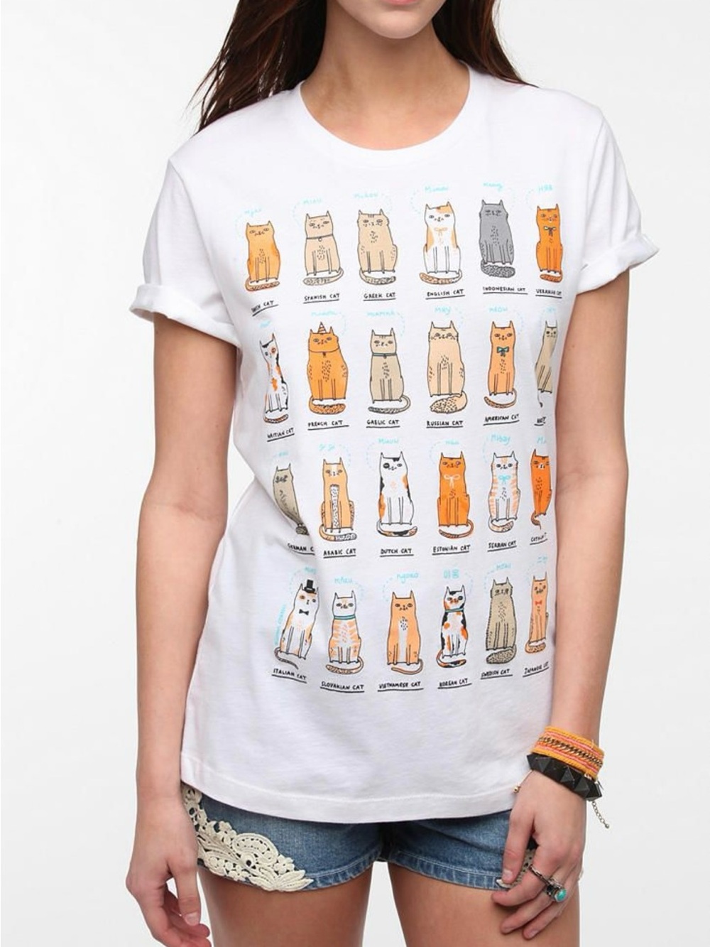 ISO Urban Outfitters Gemma Correll cats meowing in different languages tee